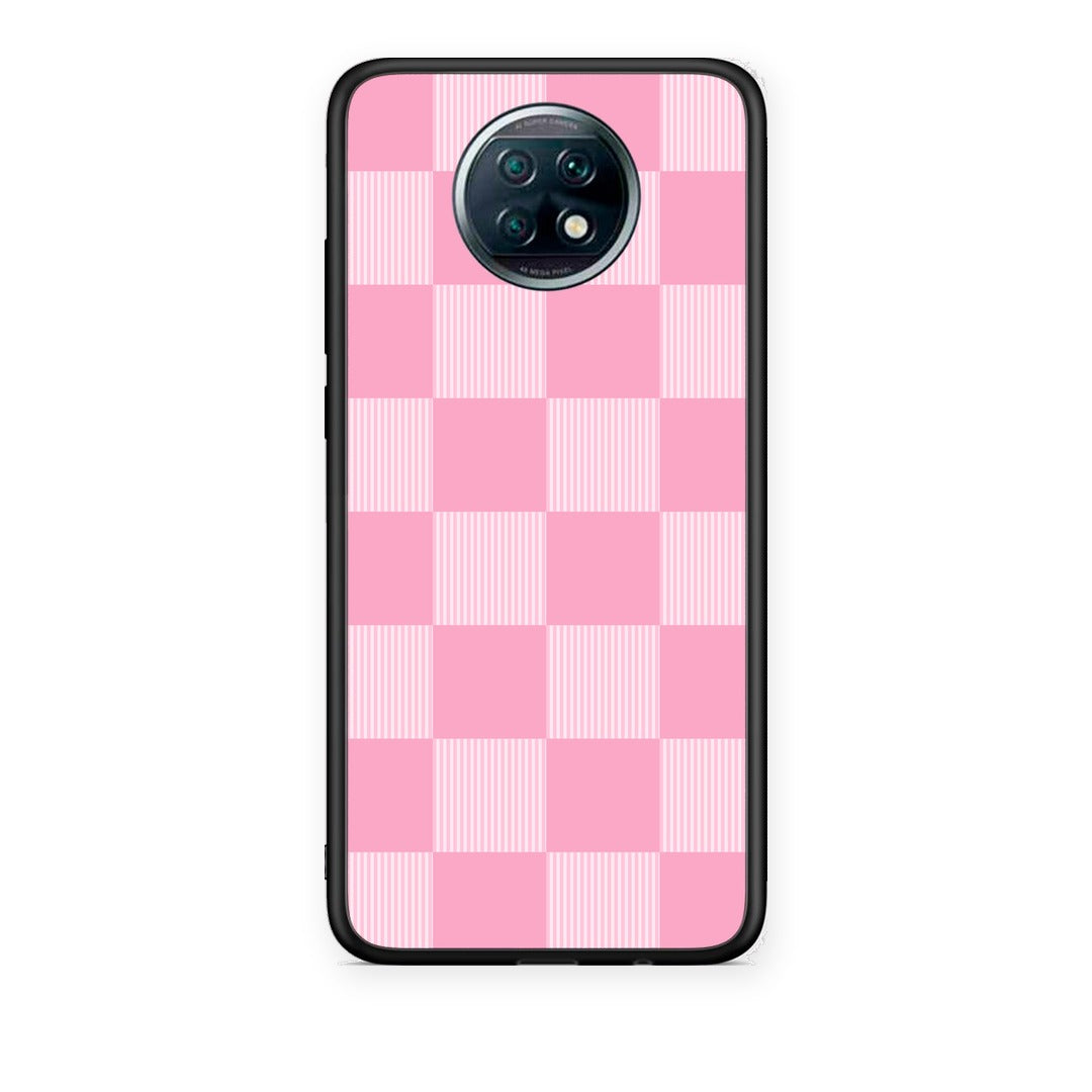 Θήκη Xiaomi Redmi Note 9T Pink and White Striped Checks από τη Smartfits με σχέδιο στο πίσω μέρος και μαύρο περίβλημα | Xiaomi Redmi Note 9T Pink and White Striped Checks case with colorful back and black bezels