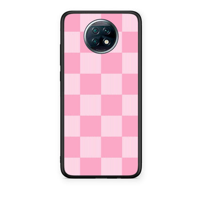 Θήκη Xiaomi Redmi Note 9T Pink and White Striped Checks από τη Smartfits με σχέδιο στο πίσω μέρος και μαύρο περίβλημα | Xiaomi Redmi Note 9T Pink and White Striped Checks case with colorful back and black bezels
