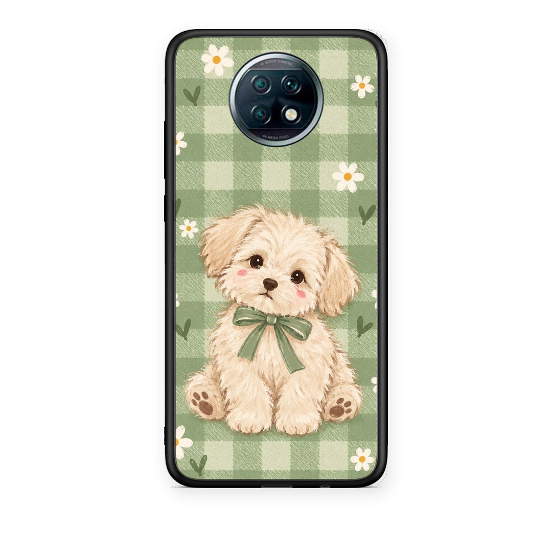Θήκη Xiaomi Redmi Note 9T Puppy and Daisies on Sage Gingham από τη Smartfits με σχέδιο στο πίσω μέρος και μαύρο περίβλημα | Xiaomi Redmi Note 9T Puppy and Daisies on Sage Gingham case with colorful back and black bezels