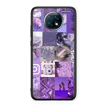 Xiaomi Redmi Note 9T Purple Aesthetic Collage θήκη από τη Smartfits με σχέδιο στο πίσω μέρος και μαύρο περίβλημα | Smartphone case with colorful back and black bezels by Smartfits