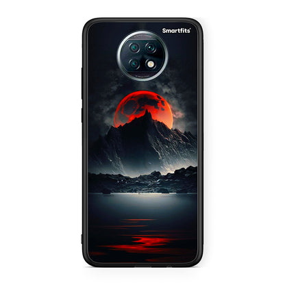 Xiaomi Redmi Note 9T Red Full Moon θήκη από τη Smartfits με σχέδιο στο πίσω μέρος και μαύρο περίβλημα | Smartphone case with colorful back and black bezels by Smartfits