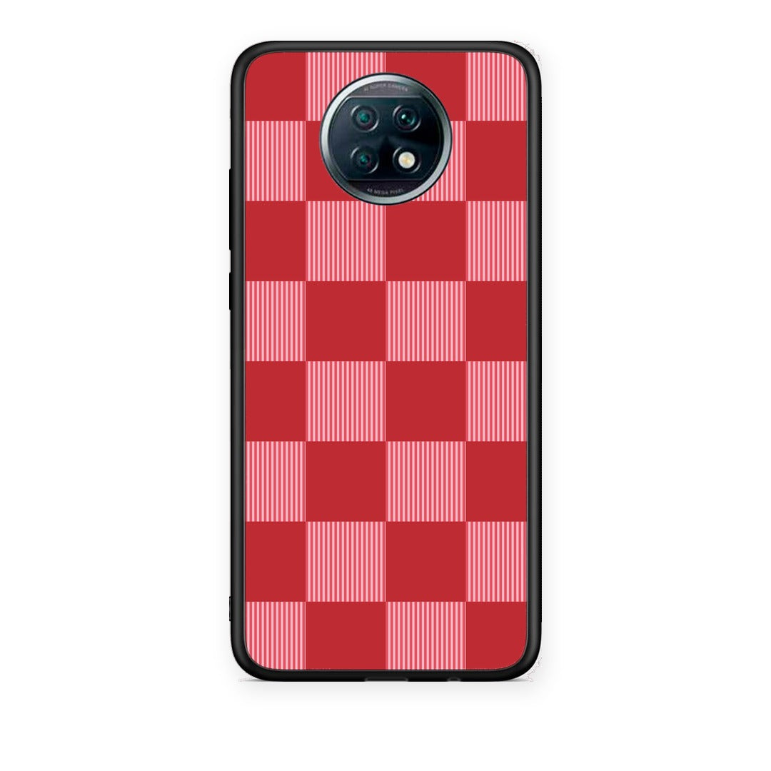 Θήκη Xiaomi Redmi Note 9T Red and Pink Striped Checks από τη Smartfits με σχέδιο στο πίσω μέρος και μαύρο περίβλημα | Xiaomi Redmi Note 9T Red and Pink Striped Checks case with colorful back and black bezels