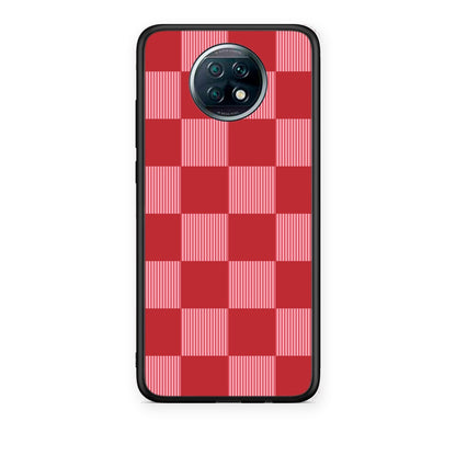 Θήκη Xiaomi Redmi Note 9T Red and Pink Striped Checks από τη Smartfits με σχέδιο στο πίσω μέρος και μαύρο περίβλημα | Xiaomi Redmi Note 9T Red and Pink Striped Checks case with colorful back and black bezels