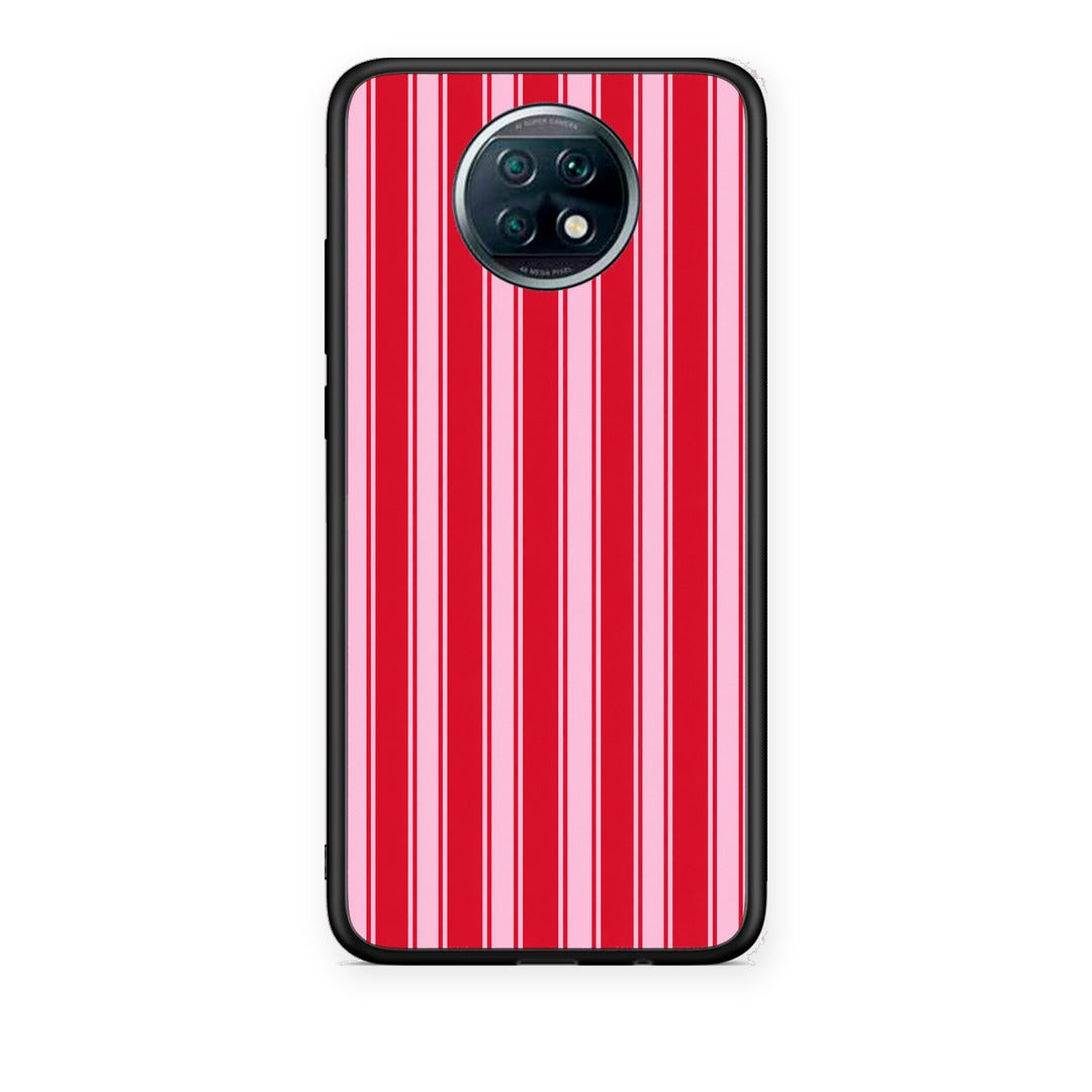 Θήκη Xiaomi Redmi Note 9T Red and Pink Vertical Pinstripes από τη Smartfits με σχέδιο στο πίσω μέρος και μαύρο περίβλημα | Xiaomi Redmi Note 9T Red and Pink Vertical Pinstripes case with colorful back and black bezels