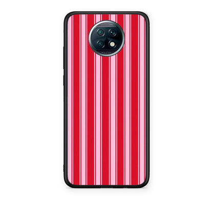 Θήκη Xiaomi Redmi Note 9T Red and Pink Vertical Pinstripes από τη Smartfits με σχέδιο στο πίσω μέρος και μαύρο περίβλημα | Xiaomi Redmi Note 9T Red and Pink Vertical Pinstripes case with colorful back and black bezels