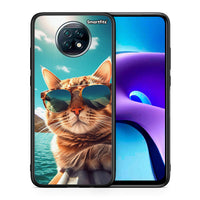 Thumbnail for Θήκη Xiaomi Redmi Note 9T Summer Cat από τη Smartfits με σχέδιο στο πίσω μέρος και μαύρο περίβλημα | Xiaomi Redmi Note 9T Summer Cat case with colorful back and black bezels