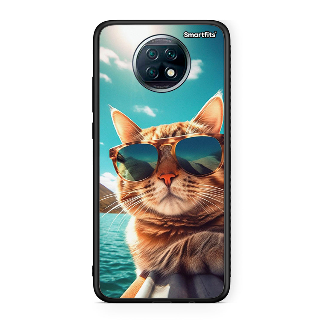 Xiaomi Redmi Note 9T Summer Cat θήκη από τη Smartfits με σχέδιο στο πίσω μέρος και μαύρο περίβλημα | Smartphone case with colorful back and black bezels by Smartfits