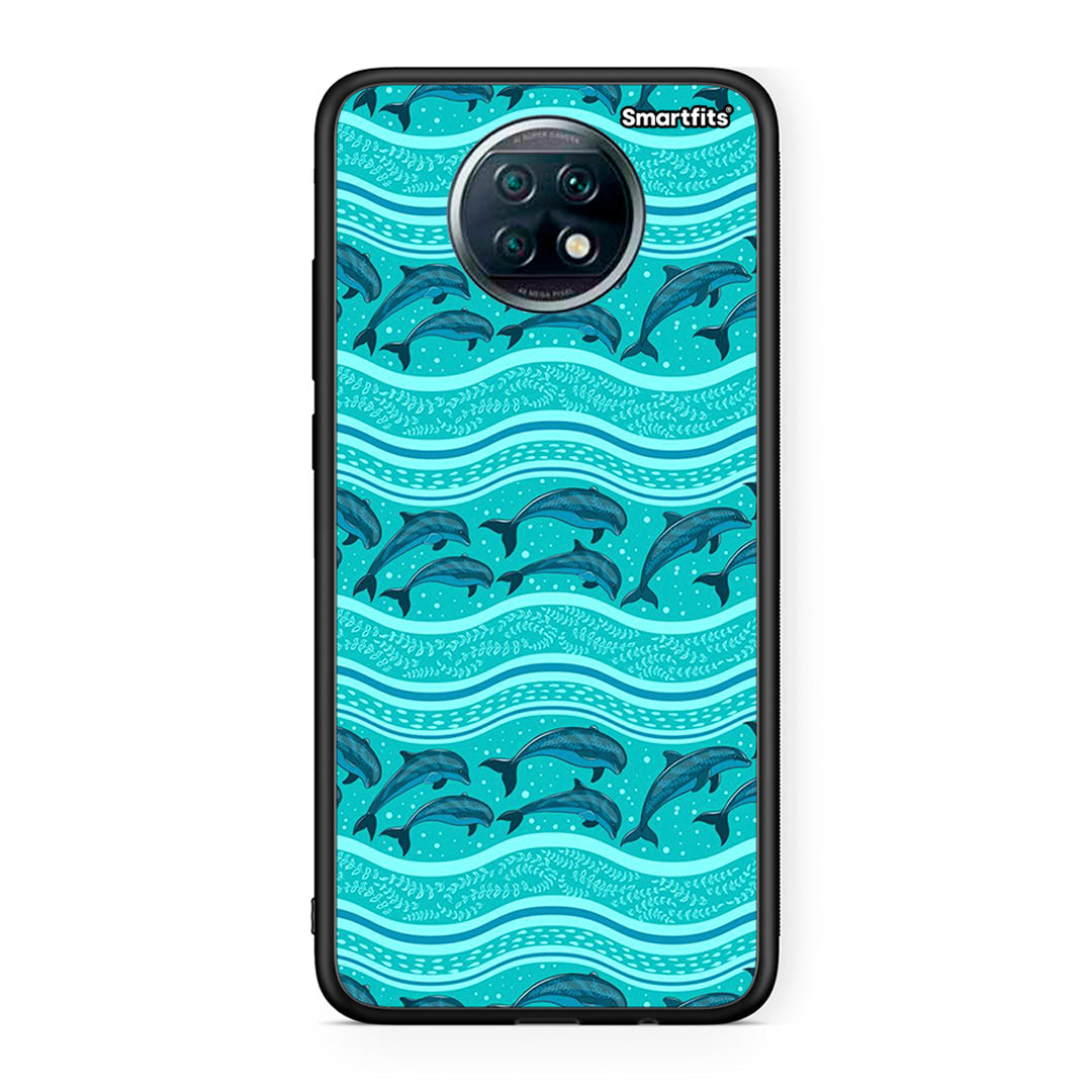 Xiaomi Redmi Note 9T Swimming Dolphins θήκη από τη Smartfits με σχέδιο στο πίσω μέρος και μαύρο περίβλημα | Smartphone case with colorful back and black bezels by Smartfits