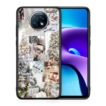 Θήκη Xiaomi Redmi Note 9T White Christmas από τη Smartfits με σχέδιο στο πίσω μέρος και μαύρο περίβλημα | Xiaomi Redmi Note 9T White Christmas case with colorful back and black bezels