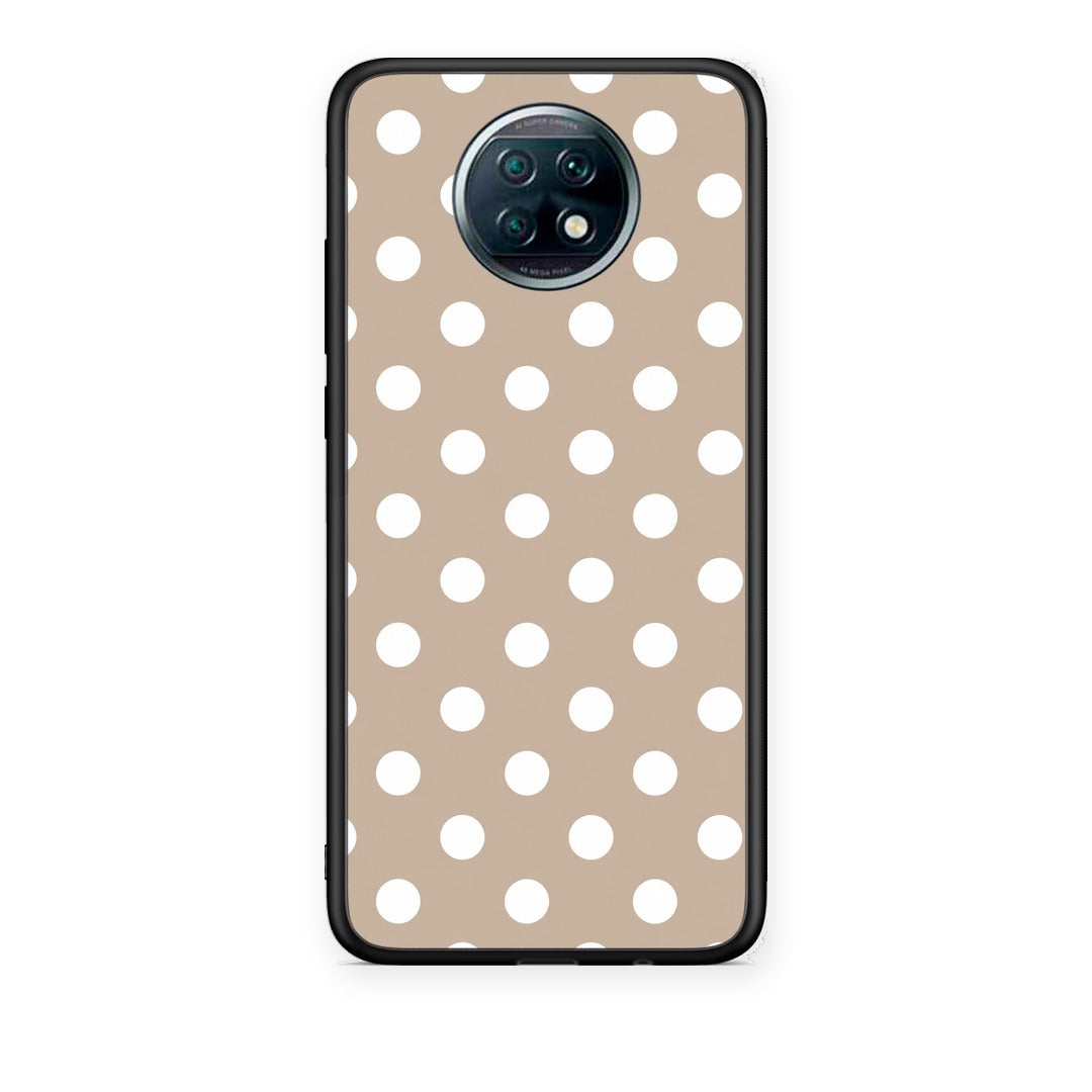 Θήκη Xiaomi Redmi Note 9T White Polka Dots on Taupe από τη Smartfits με σχέδιο στο πίσω μέρος και μαύρο περίβλημα | Xiaomi Redmi Note 9T White Polka Dots on Taupe case with colorful back and black bezels