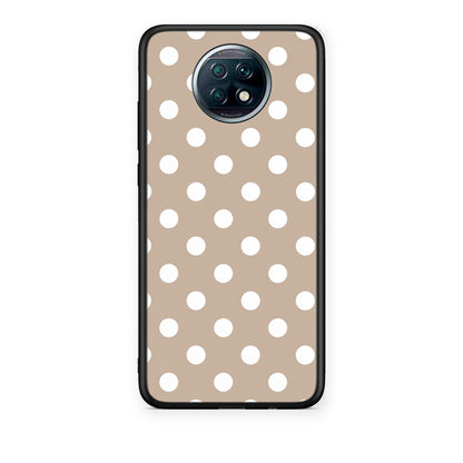 Θήκη Xiaomi Redmi Note 9T White Polka Dots on Taupe από τη Smartfits με σχέδιο στο πίσω μέρος και μαύρο περίβλημα | Xiaomi Redmi Note 9T White Polka Dots on Taupe case with colorful back and black bezels