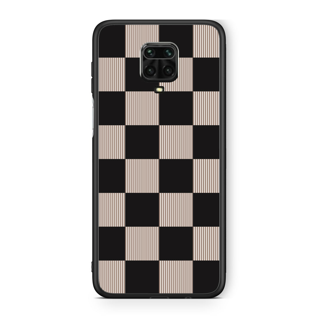 Θήκη Xiaomi Redmi Note 9S / 9 Pro / 9 Pro Max Black and Taupe Striped Checks από τη Smartfits με σχέδιο στο πίσω μέρος και μαύρο περίβλημα | Xiaomi Redmi Note 9S / 9 Pro / 9 Pro Max Black and Taupe Striped Checks case with colorful back and black bezels