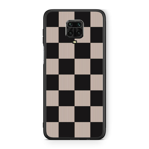 Θήκη Xiaomi Redmi Note 9S / 9 Pro / 9 Pro Max Black and Taupe Striped Checks από τη Smartfits με σχέδιο στο πίσω μέρος και μαύρο περίβλημα | Xiaomi Redmi Note 9S / 9 Pro / 9 Pro Max Black and Taupe Striped Checks case with colorful back and black bezels