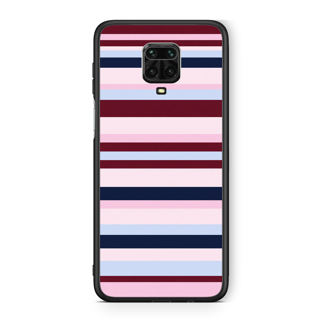 Θήκη Xiaomi Redmi Note 9S / 9 Pro / 9 Pro Max Burgundy Pink and Blue Horizontal Stripes από τη Smartfits με σχέδιο στο πίσω μέρος και μαύρο περίβλημα | Xiaomi Redmi Note 9S / 9 Pro / 9 Pro Max Burgundy Pink and Blue Horizontal Stripes case with colorful back and black bezels