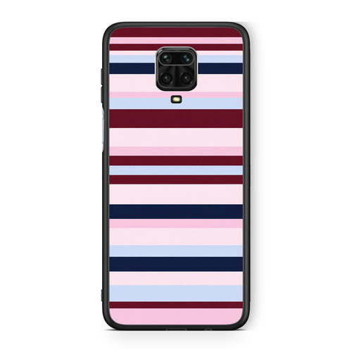 Θήκη Xiaomi Redmi Note 9S / 9 Pro / 9 Pro Max Burgundy Pink and Blue Horizontal Stripes από τη Smartfits με σχέδιο στο πίσω μέρος και μαύρο περίβλημα | Xiaomi Redmi Note 9S / 9 Pro / 9 Pro Max Burgundy Pink and Blue Horizontal Stripes case with colorful back and black bezels