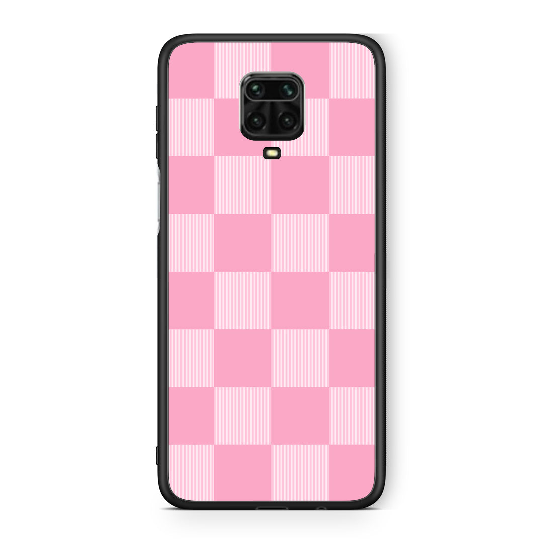 Θήκη Xiaomi Redmi Note 9S / 9 Pro / 9 Pro Max Pink and White Striped Checks από τη Smartfits με σχέδιο στο πίσω μέρος και μαύρο περίβλημα | Xiaomi Redmi Note 9S / 9 Pro / 9 Pro Max Pink and White Striped Checks case with colorful back and black bezels