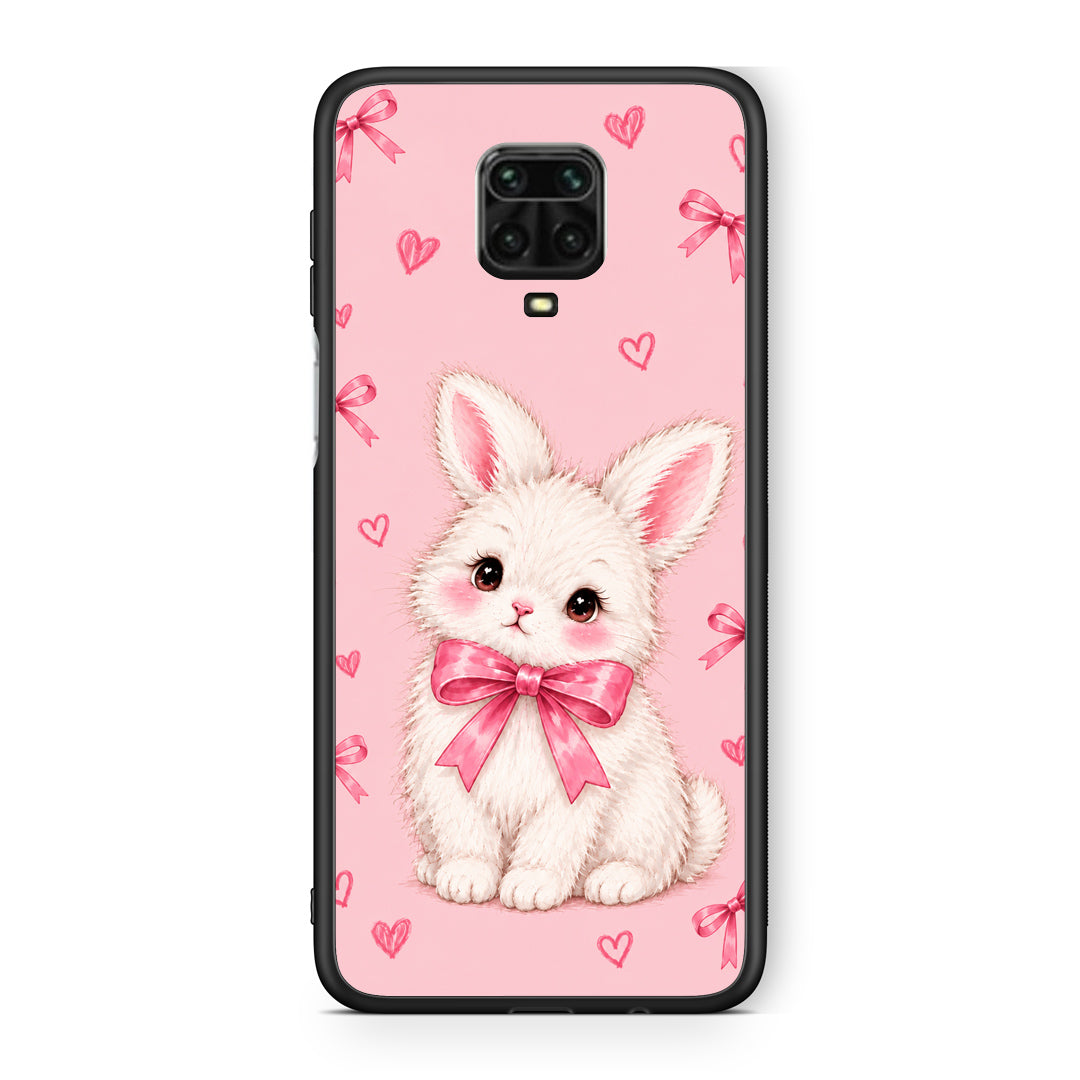 Θήκη Xiaomi Redmi Note 9S / 9 Pro / 9 Pro Max White Bunny and Pink Bows από τη Smartfits με σχέδιο στο πίσω μέρος και μαύρο περίβλημα | Xiaomi Redmi Note 9S / 9 Pro / 9 Pro Max White Bunny and Pink Bows case with colorful back and black bezels