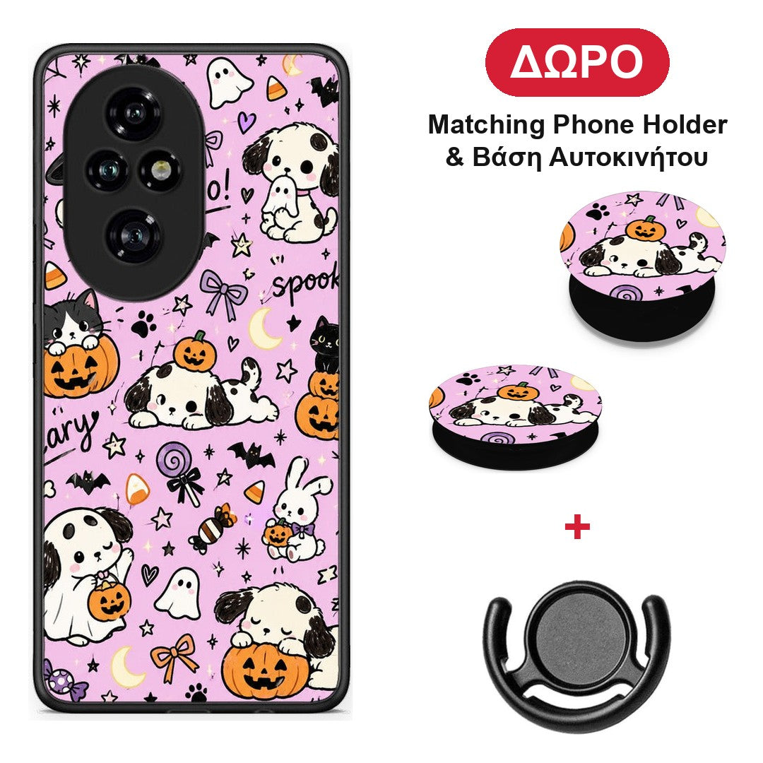 Halloween Puppies and Friends on Lilac - Honor 200 Pro 5G θήκη + Δώρο Phone Holder & Βάση Αυτοκινήτου
