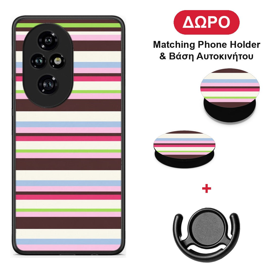 Multicolour Horizontal Stripes - Honor 200 Pro 5G θήκη + Δώρο Phone Holder & Βάση Αυτοκινήτου