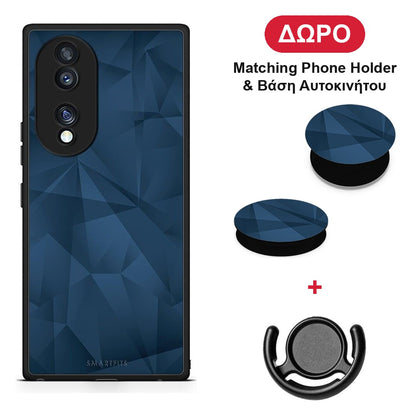Geometric Blue Abstract - Honor 70 5G θήκη + Δώρο Phone Holder & Βάση Αυτοκινήτου