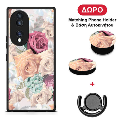 Floral Bouquet - Honor 70 5G θήκη + Δώρο Phone Holder & Βάση Αυτοκινήτου