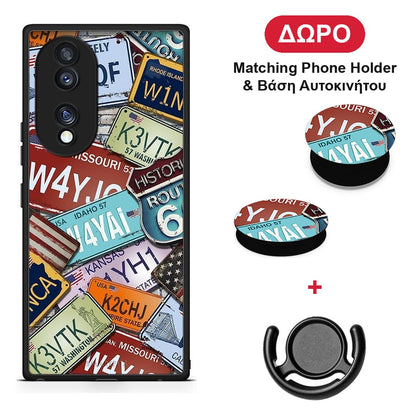 Car Plates - Honor 70 5G θήκη + Δώρο Phone Holder & Βάση Αυτοκινήτου
