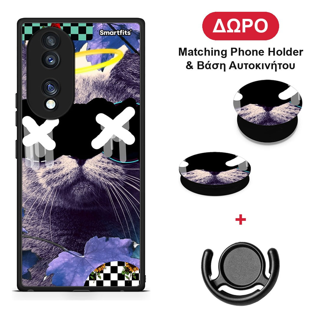 Cat Collage - Honor 70 5G θήκη + Δώρο Phone Holder & Βάση Αυτοκινήτου