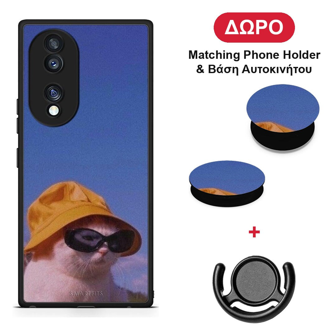 Cat Diva - Honor 70 5G θήκη + Δώρο Phone Holder & Βάση Αυτοκινήτου