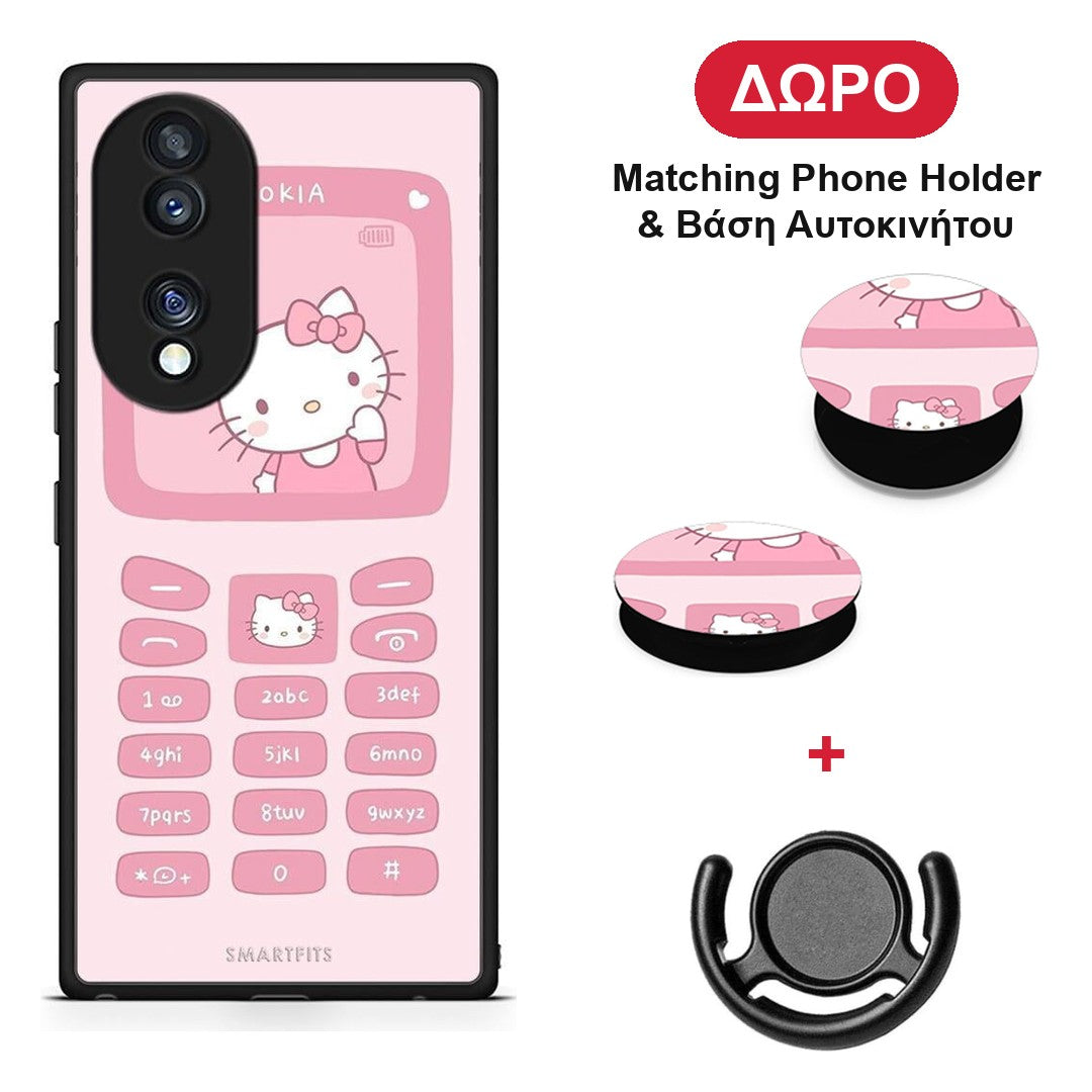 Hello Kitten - Honor 70 5G θήκη + Δώρο Phone Holder & Βάση Αυτοκινήτου