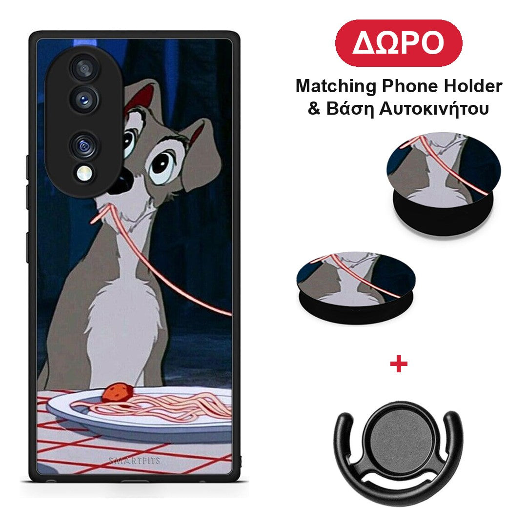 Lady And Tramp 1 - Honor 70 5G θήκη + Δώρο Phone Holder & Βάση Αυτοκινήτου