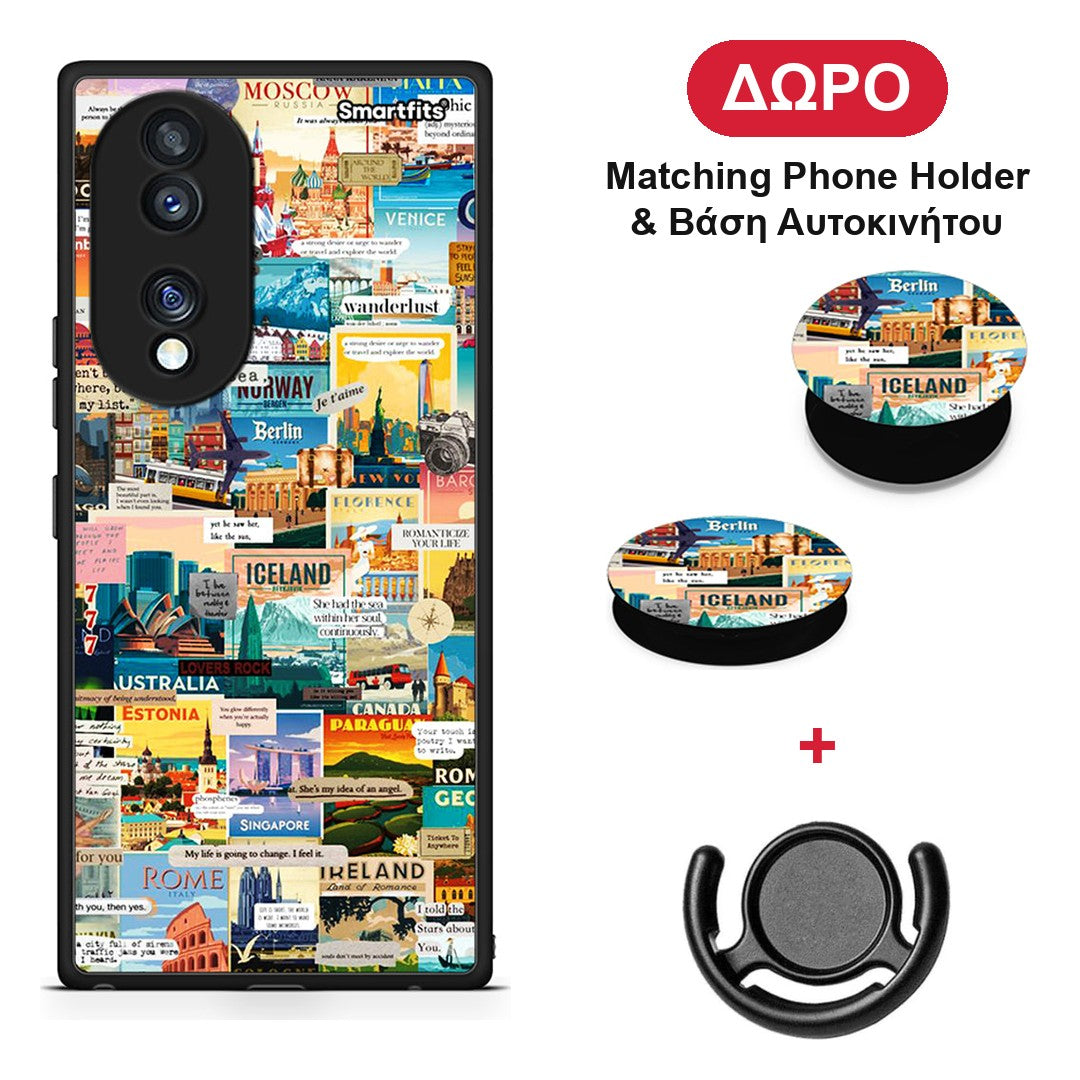 Live To Travel - Honor 70 5G θήκη + Δώρο Phone Holder & Βάση Αυτοκινήτου