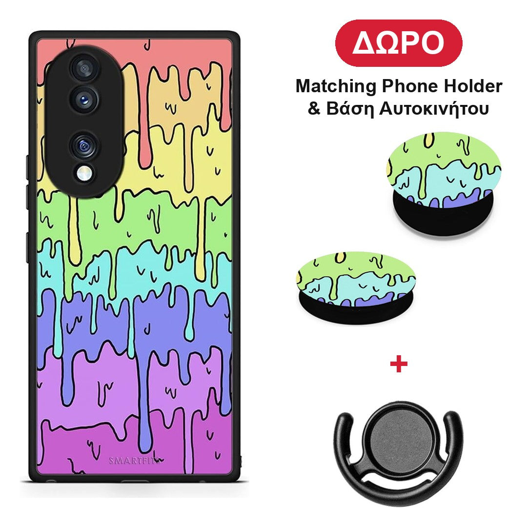 Melting Rainbow - Honor 70 5G θήκη + Δώρο Phone Holder & Βάση Αυτοκινήτου