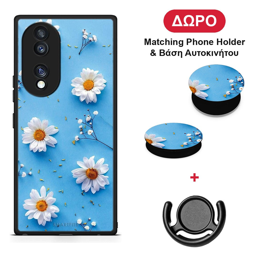 Real Daisies - Honor 70 5G θήκη + Δώρο Phone Holder & Βάση Αυτοκινήτου