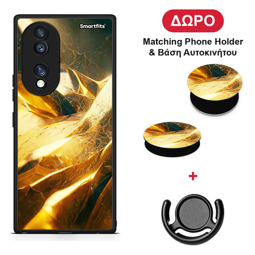 Real Gold - Honor 70 5G θήκη + Δώρο Phone Holder & Βάση Αυτοκινήτου