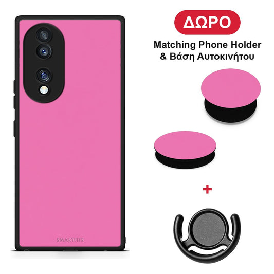 Rose Pink - Honor 70 5G θήκη + Δώρο Phone Holder & Βάση Αυτοκινήτου