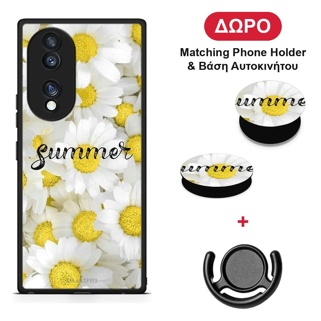 Summer Daisies - Honor 70 5G θήκη + Δώρο Phone Holder & Βάση Αυτοκινήτου