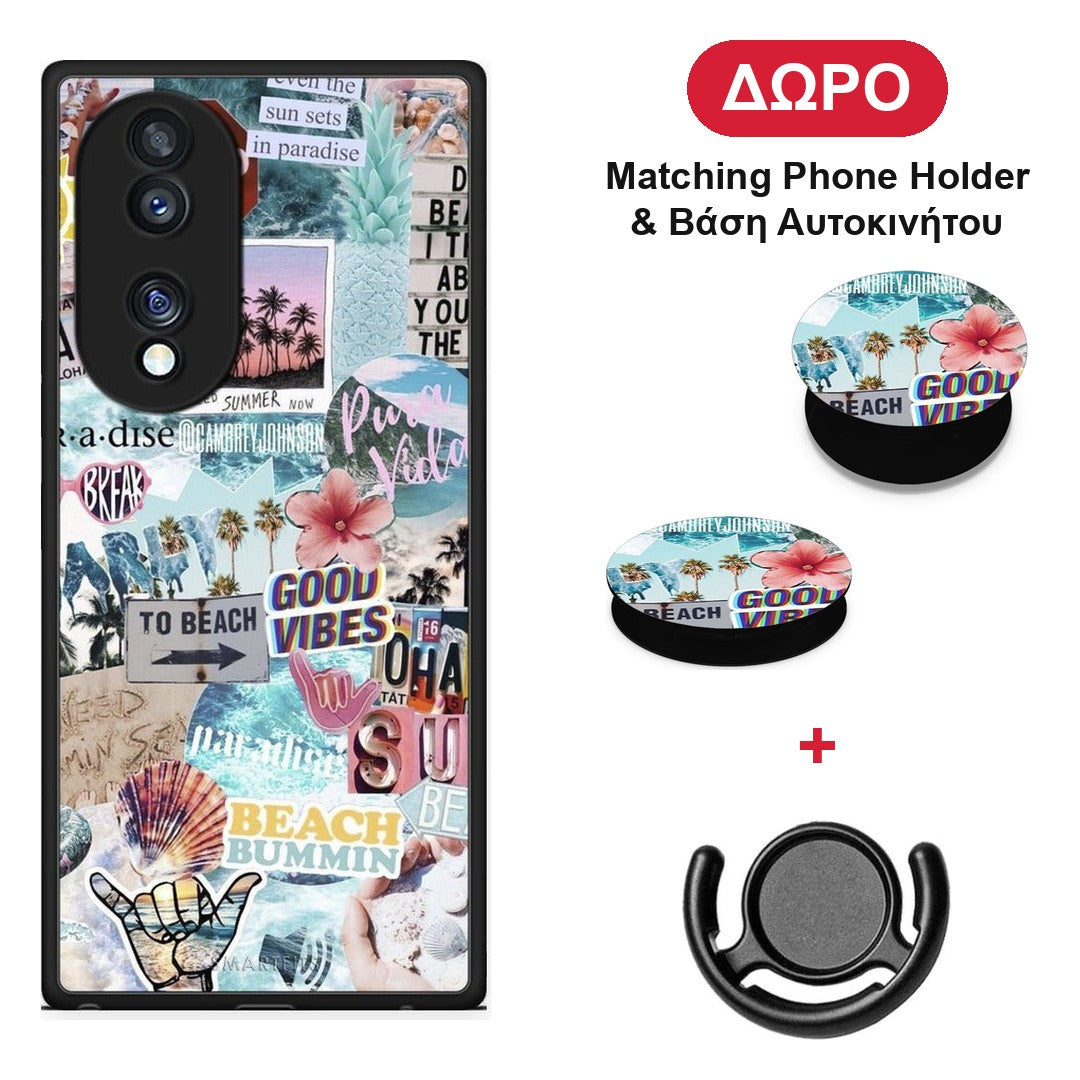 Summer Vibes - Honor 70 5G θήκη + Δώρο Phone Holder & Βάση Αυτοκινήτου