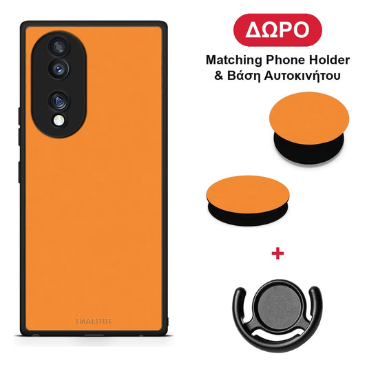 Tangerine Orange - Honor 70 5G θήκη + Δώρο Phone Holder & Βάση Αυτοκινήτου