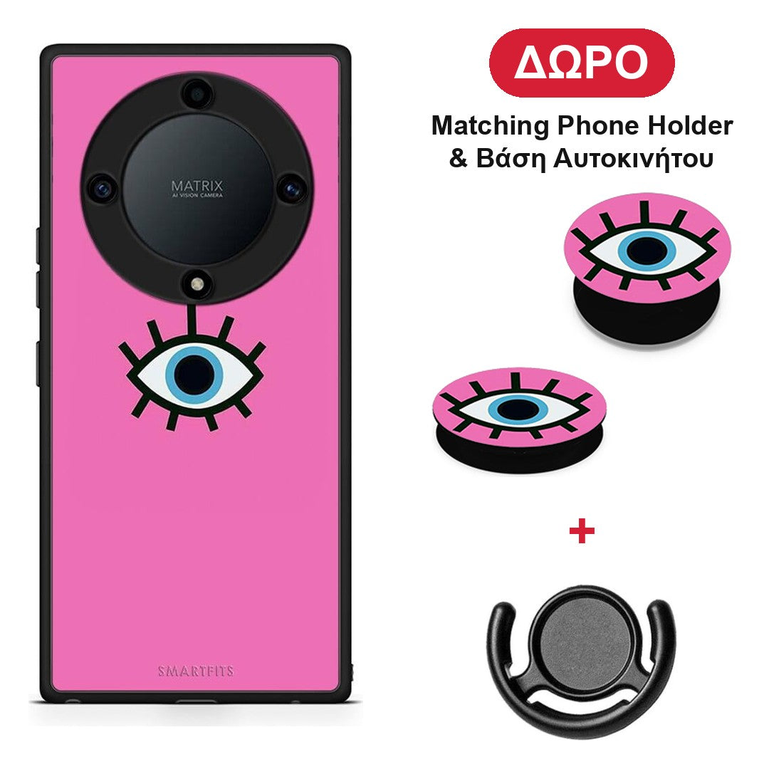 Blue Eye Pink - Honor Magic5 Lite 5G / X9a θήκη + Δώρο Phone Holder & Βάση Αυτοκινήτου