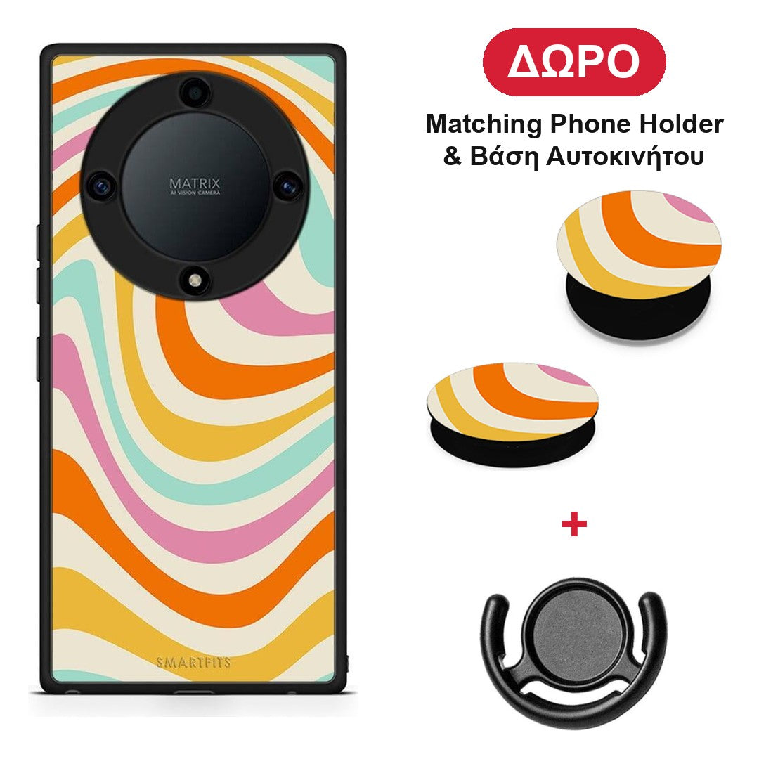 Colourful Waves - Honor Magic5 Lite 5G / X9a θήκη + Δώρο Phone Holder & Βάση Αυτοκινήτου