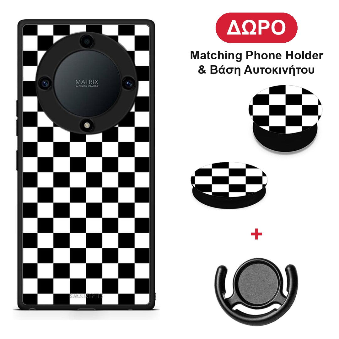 Geometric Squares - Honor Magic5 Lite 5G / X9a θήκη + Δώρο Phone Holder & Βάση Αυτοκινήτου