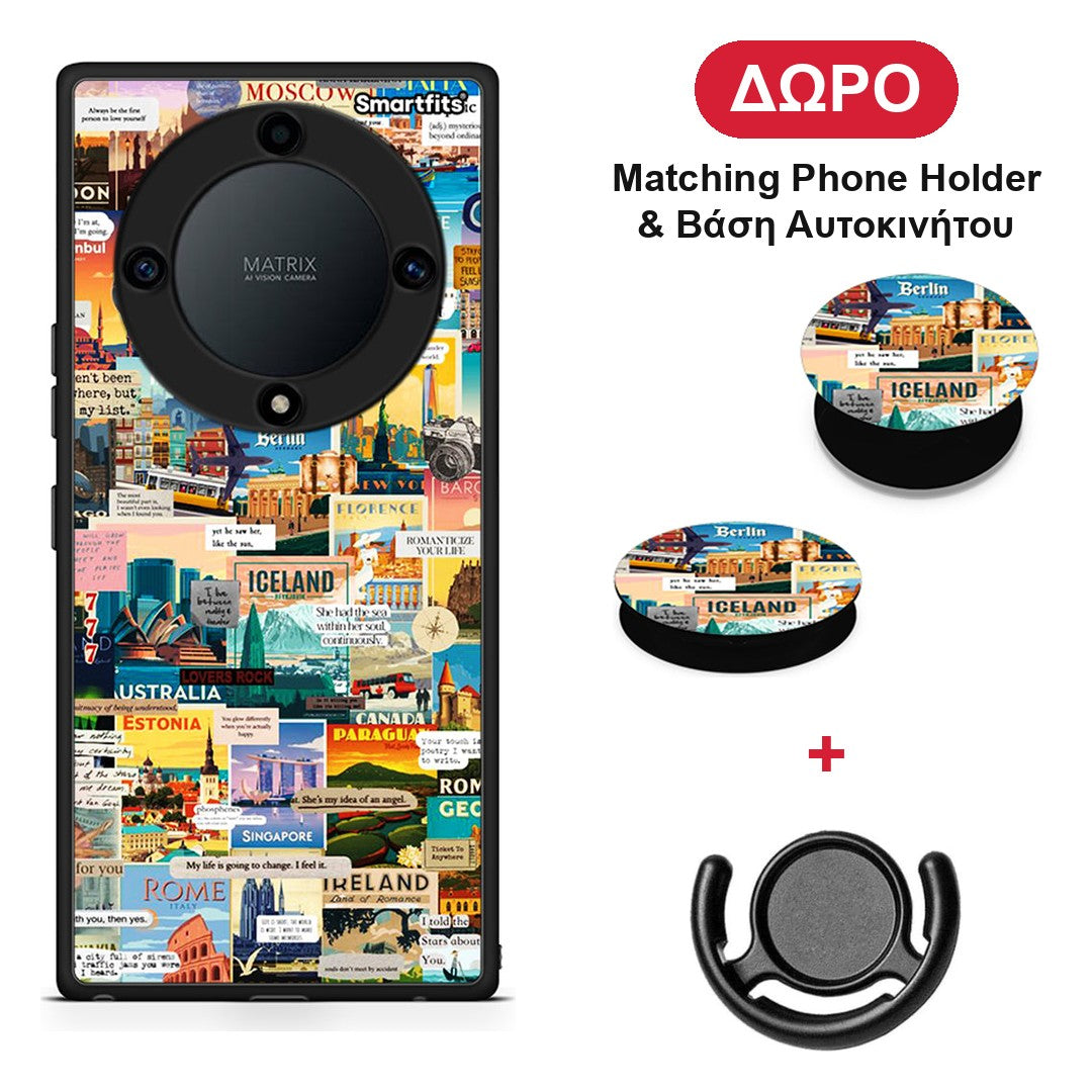 Live To Travel - Honor Magic5 Lite 5G / X9a θήκη + Δώρο Phone Holder & Βάση Αυτοκινήτου