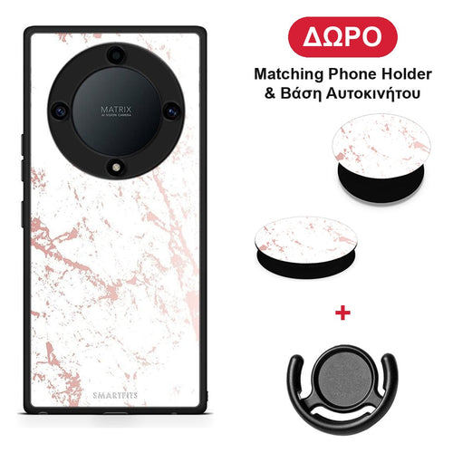 Marble Pink Splash - Honor Magic5 Lite 5G / X9a θήκη + Δώρο Phone Holder & Βάση Αυτοκινήτου
