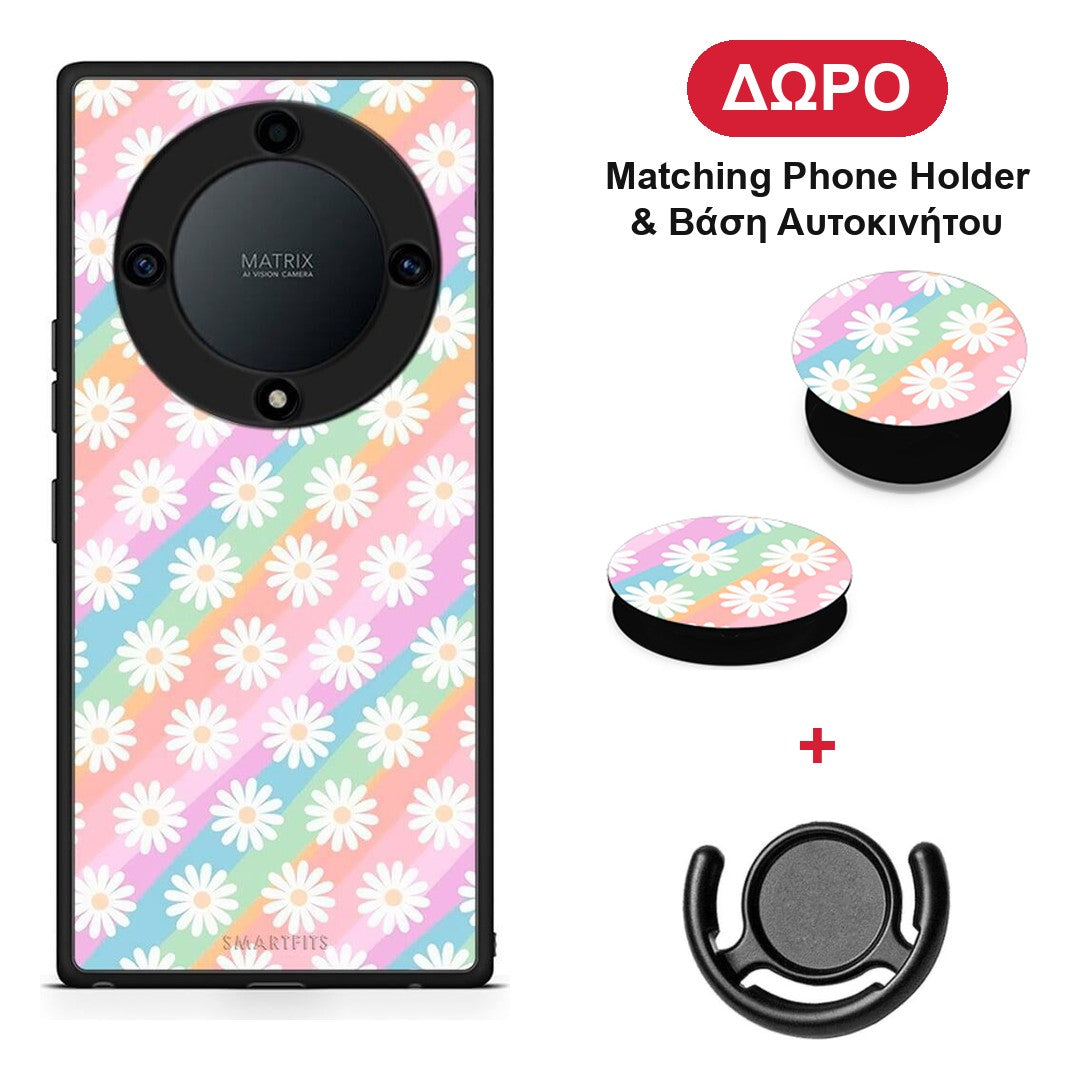 White Daisies - Honor Magic5 Lite 5G / X9a θήκη + Δώρο Phone Holder & Βάση Αυτοκινήτου