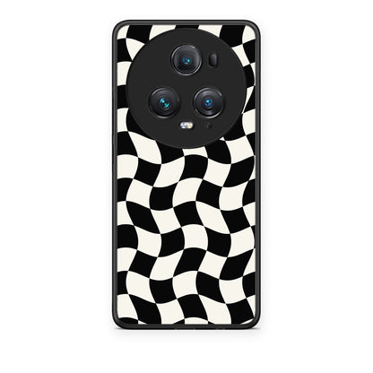Θήκη Honor Magic5 Pro Black and Cream Wavy Checkerboard από τη Smartfits με σχέδιο στο πίσω μέρος και μαύρο περίβλημα | Honor Magic5 Pro Black and Cream Wavy Checkerboard case with colorful back and black bezels