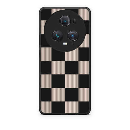 Θήκη Honor Magic5 Pro Black and Taupe Striped Checks από τη Smartfits με σχέδιο στο πίσω μέρος και μαύρο περίβλημα | Honor Magic5 Pro Black and Taupe Striped Checks case with colorful back and black bezels