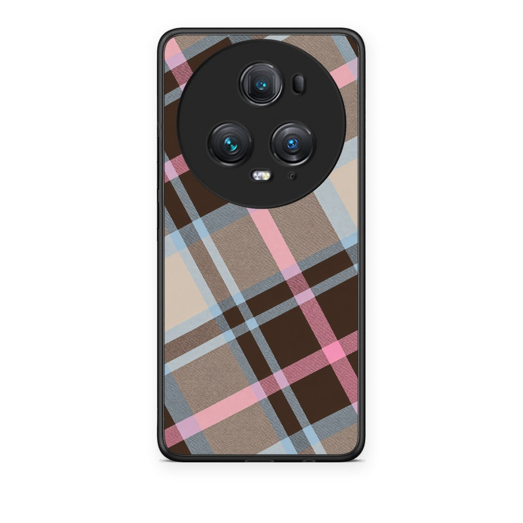 Θήκη Honor Magic5 Pro Brown Pink and Blue Diagonal Plaid από τη Smartfits με σχέδιο στο πίσω μέρος και μαύρο περίβλημα | Honor Magic5 Pro Brown Pink and Blue Diagonal Plaid case with colorful back and black bezels