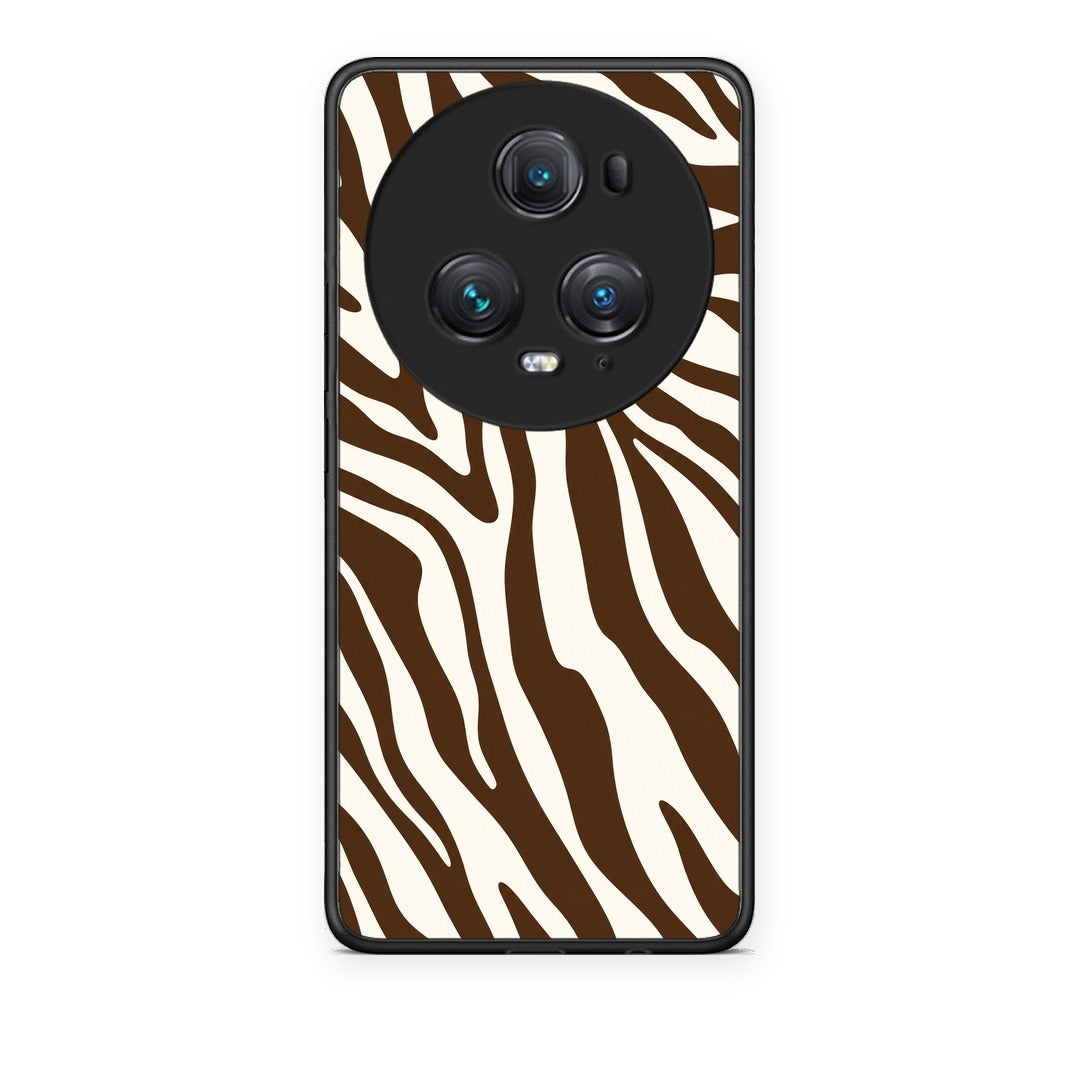 Θήκη Honor Magic5 Pro Brown and Cream Zebra Stripes από τη Smartfits με σχέδιο στο πίσω μέρος και μαύρο περίβλημα | Honor Magic5 Pro Brown and Cream Zebra Stripes case with colorful back and black bezels