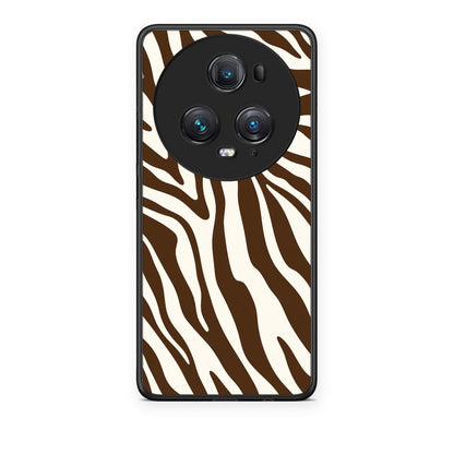 Θήκη Honor Magic5 Pro Brown and Cream Zebra Stripes από τη Smartfits με σχέδιο στο πίσω μέρος και μαύρο περίβλημα | Honor Magic5 Pro Brown and Cream Zebra Stripes case with colorful back and black bezels