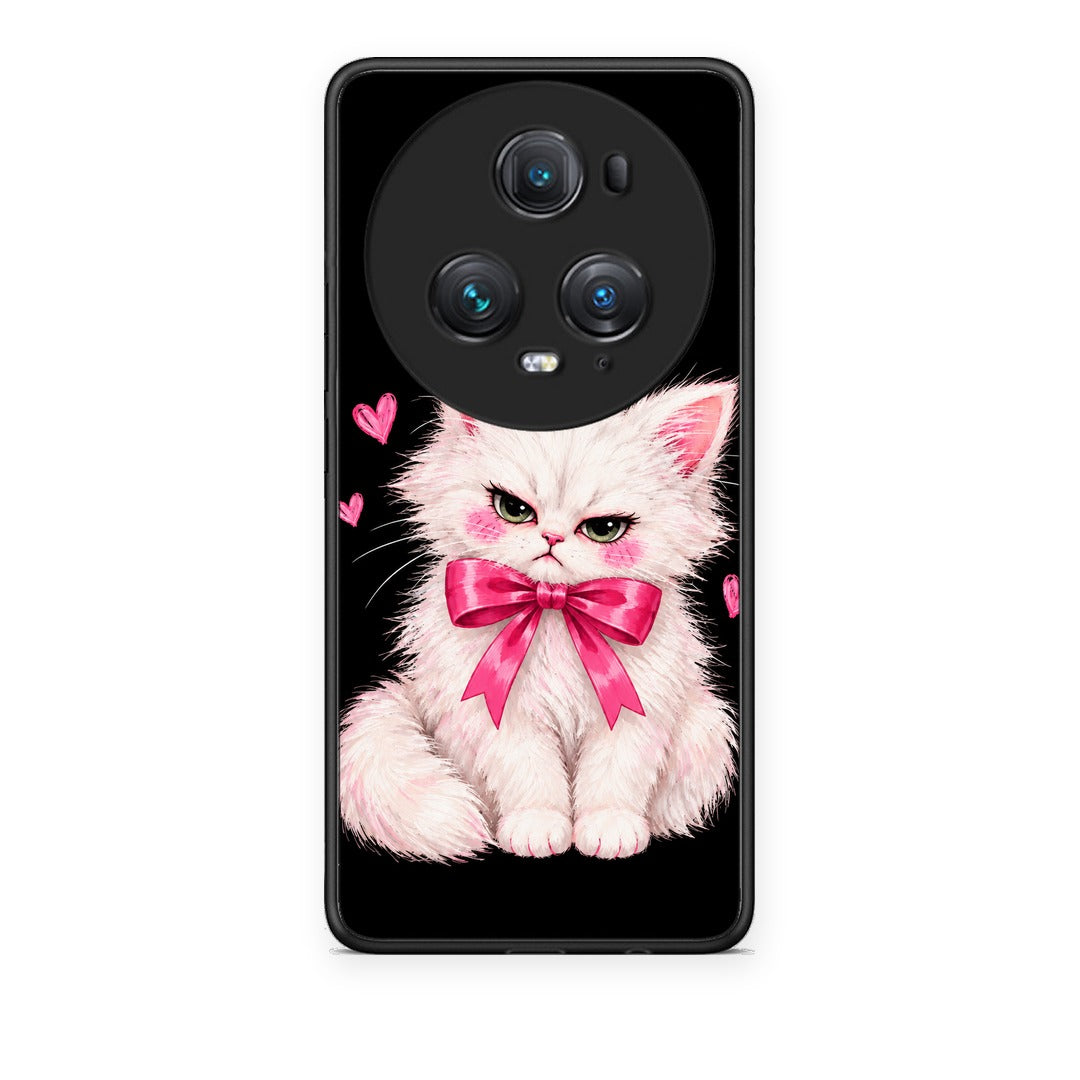 Θήκη Honor Magic5 Pro Grumpy Party Kitten on Black από τη Smartfits με σχέδιο στο πίσω μέρος και μαύρο περίβλημα | Honor Magic5 Pro Grumpy Party Kitten on Black case with colorful back and black bezels